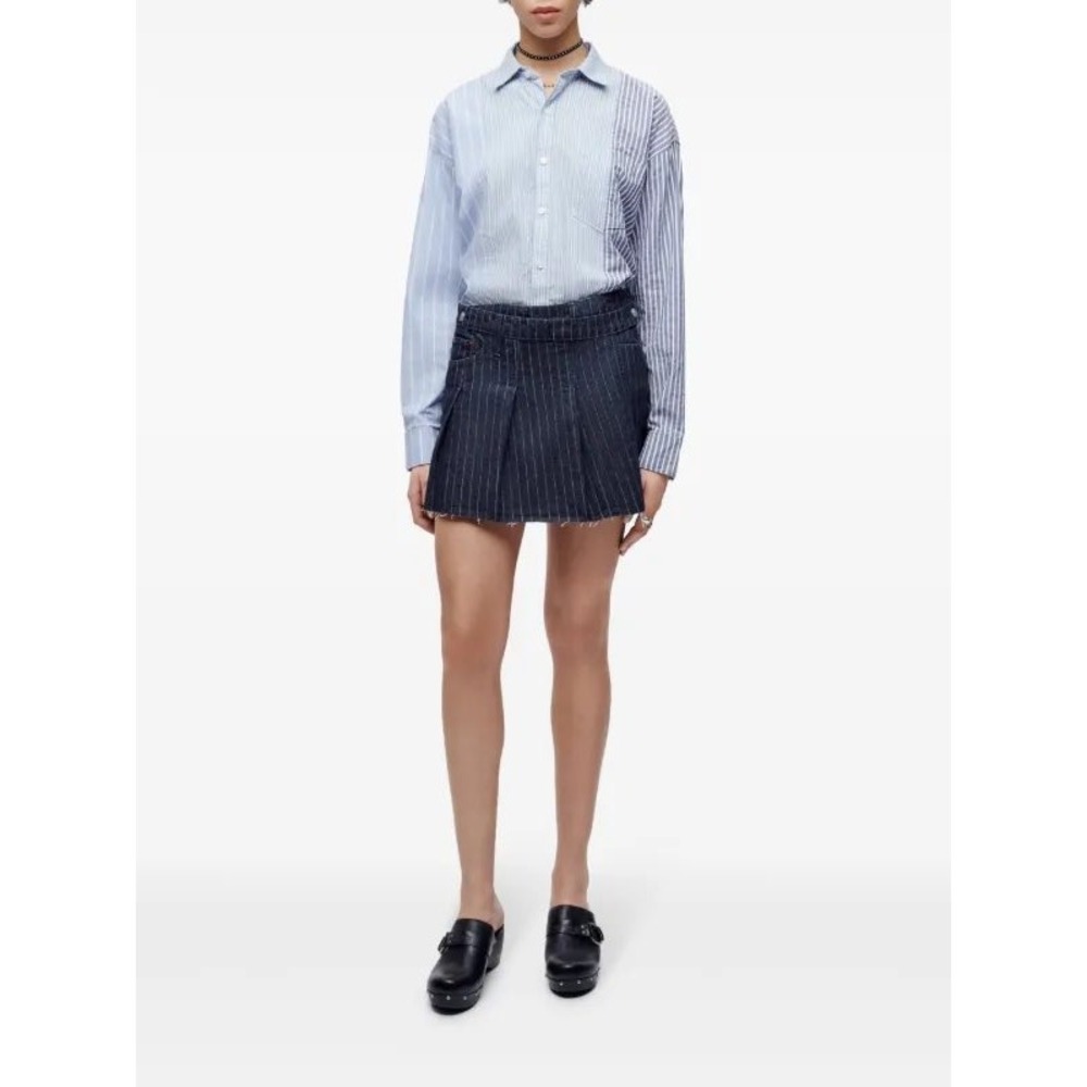 NWT RE/DONE Indigo Pinstripe Denim Tennis Wrap Skirt – Size‎ 24 (runs larger) - Picture 2 of 16